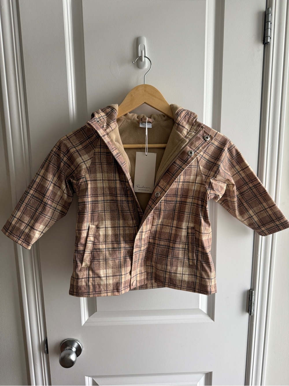 Roobear Gingham Waterproof Fleece-Lined Rain Jacket - NWT SIZE: 2T